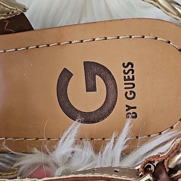 Guess Brown and Gold Braided Sandals with Buckle Accent - Picture 10 of 15